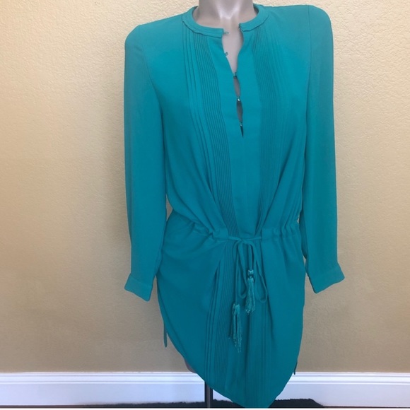 Like NEW Anthropologie Pintuck Tie Waist Dress - Picture 7 of 8